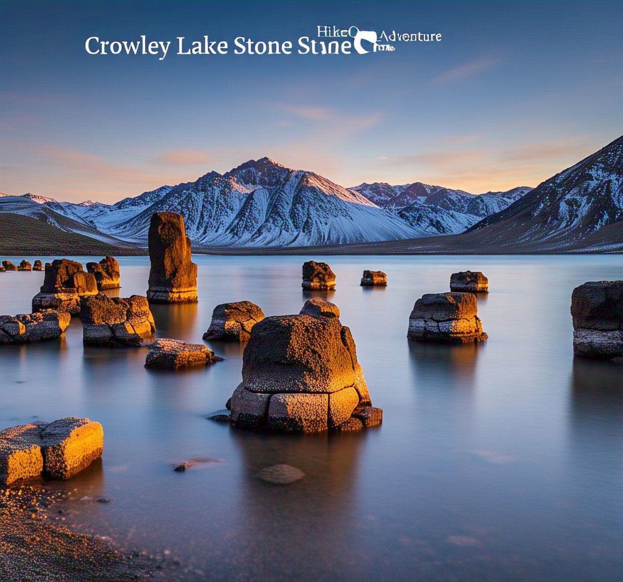 Stunning basalt columns at Crowley Lake during golden hour, with horizontal cracks and Sierra Nevada mountains in background