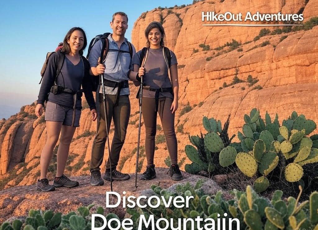 Hikers enjoy Doe Mountain Sedona hike summit at sunrise with red rock views.