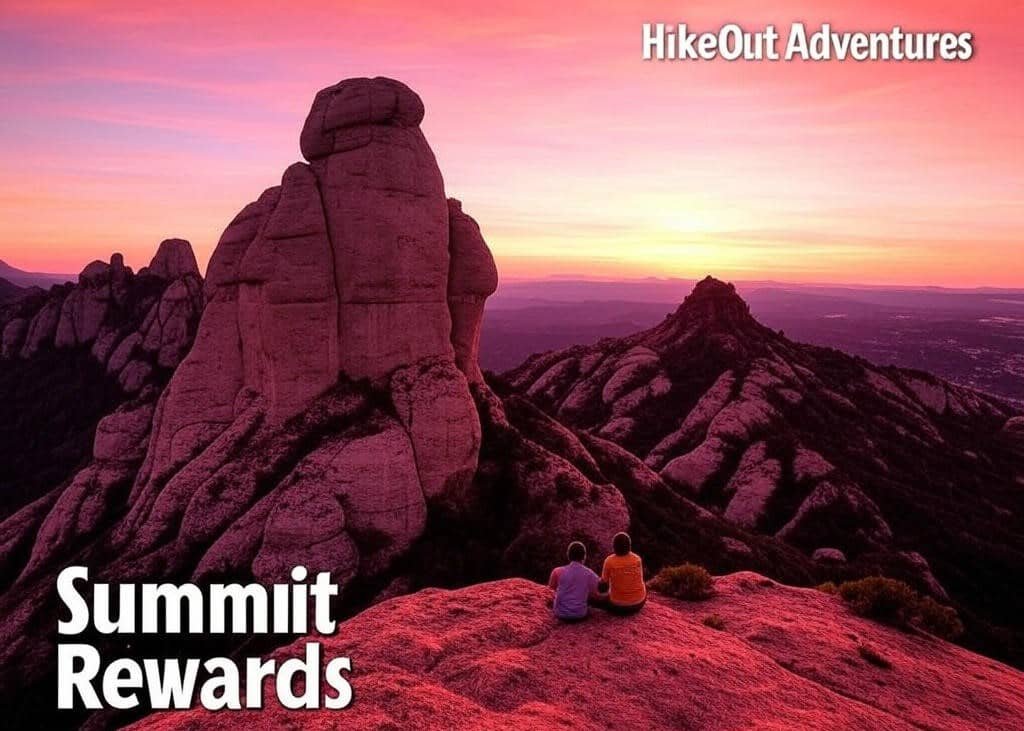 Sunset view from Doe Mountain summit with red rock buttes in Sedona Arizona.