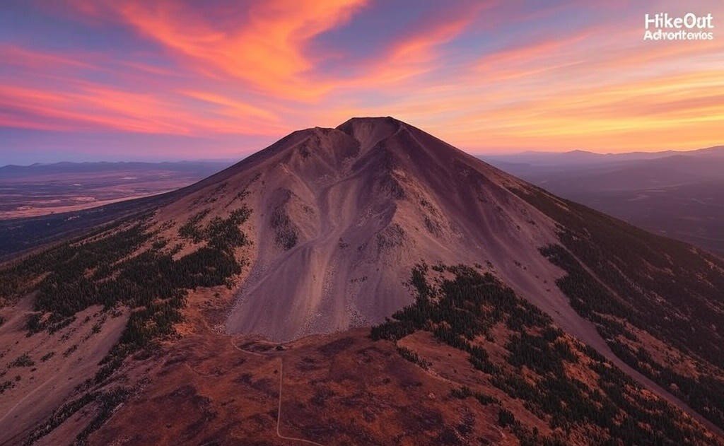 Aerial view of the dormant volcano Humphreys Peak in the San Francisco Volcanic Field